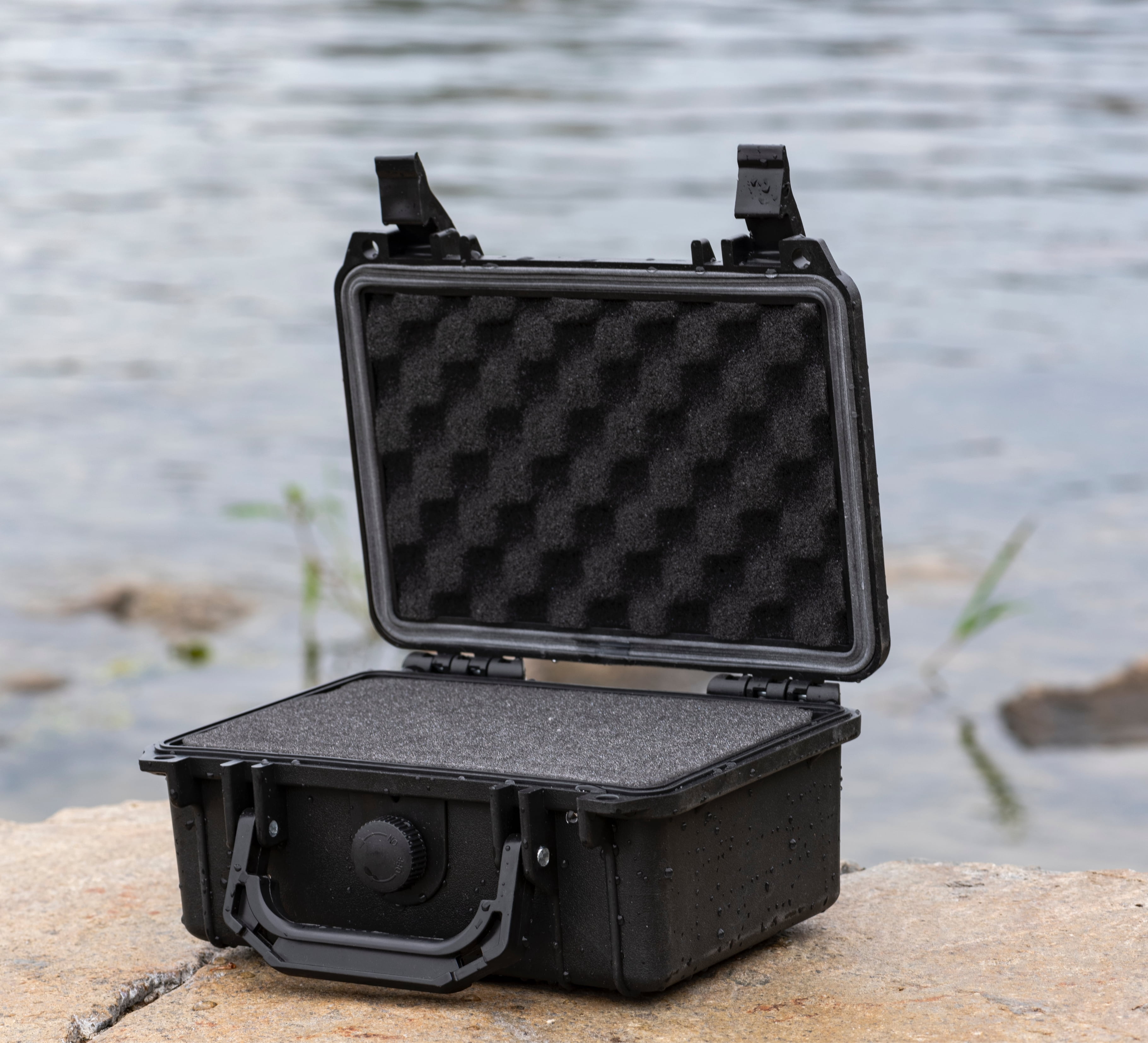 MEIJIA Portable All Weather IP67 Waterproof Hard Case with Foam,Black, 8.12x6.56x3.56inches,