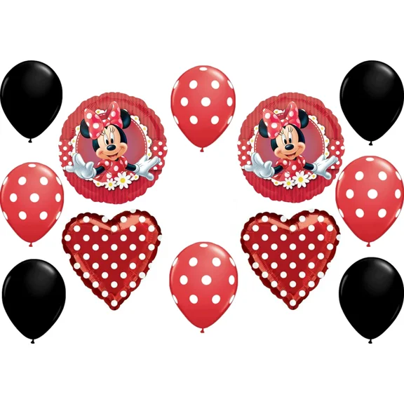 Mad About Minnie Mouse Birthday Party Balloons 12 Piece Set