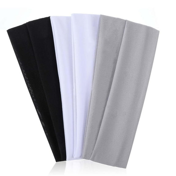 6 Pcs Thick Headbands For Women Grey White Black Headband Cloth Headbands For Women Non Slip Headbands Soft Elastic Head Bands Soft Sweat Thick Headband For Yoga Outdoor Exercise Running