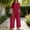 Red, variant on Women Pure Style Linen Cotton Two Piece Suit Summer Basic Short Sleeve Top Relaxed Long Pants Ladies Daily Simple Comfort Leisure Outfit Green XL