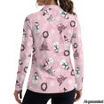 thumbnail image 2 of Jeiento Women's Golf Shirts, Moisture Wicking, Pink Snowman House Leisure Tops, Long Sleeve V Neck Quick Dry Breathable Top for Yoga, Hiking and Winter Leisure, 2 of 7