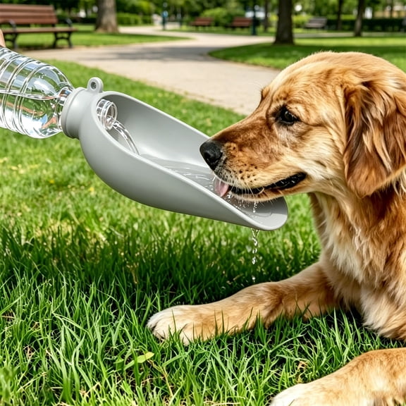Dog Water Bottle, Leakproof Portable Water Bowl for Dog, Lightweight Water Bottle for Dogs, Food Grade Silicone, Collapsible Travel Pet Water Bottle for Outdoor Hiking Camping (Grey)
