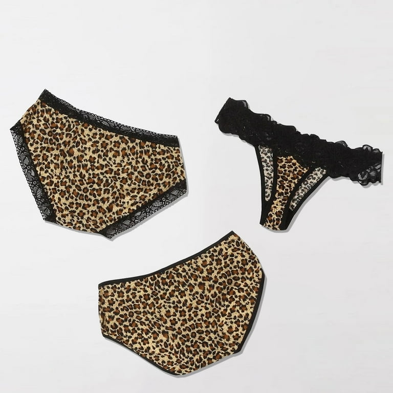 XL Silky Touch Leopard + Black Lace Sexy High Leg Plus Size Panty Knickers  K28Q on eBid United States