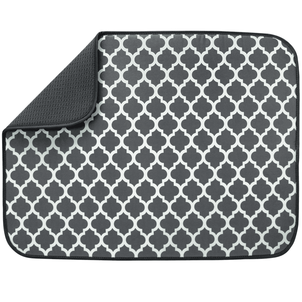 Extra Large Dish Drying Mat, 18" x 24", Pewter Gray Trellis Walmart