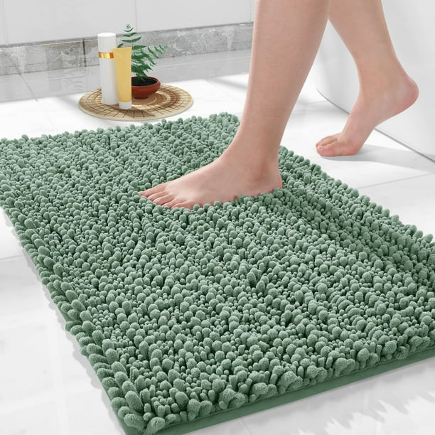Alfombra de baño Yimobra Soft Shaggy Chenille, 80 x 50 cm, color verde