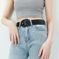 thumbnail image 2 of Modern Women's Wide Waistband Belt Square Metal Buckles Soft PU Multiple Colors, 2 of 19