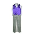 thumbnail image 2 of 4PC Shirt Gray Pants Satin Vest Set Baby Boy Toddler Kid Formal Party Suit Sm-7, 2 of 3