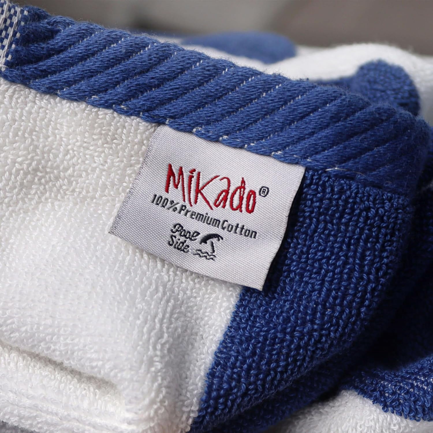 Blue & Beige Cabana Stripe Extra Large Bulk Beach Towels 35x70 (Pack of 24) - 100% Ringspun Cotton Pool Towels - 2 Dozen Wholesale Beach Towels - Highly Absorbent Large Towels for Hotels and Resorts