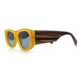 thumbnail image 6 of Womens Squared Rectangle Frost Matte Thick Temple Plastic Mod Sunglasses Yellow - Black, 6 of 8