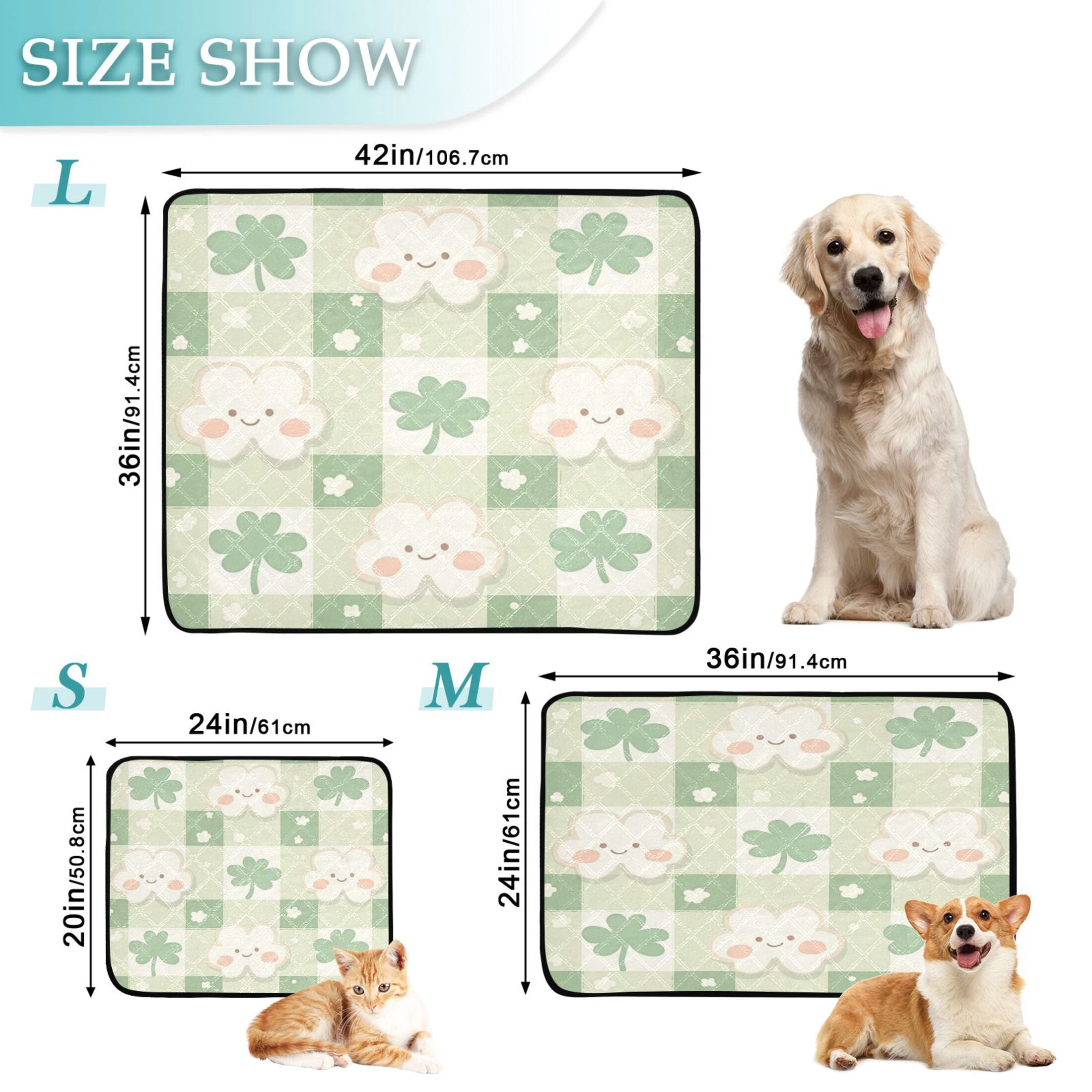 Qxltty St Patricks Day Clouds Cat litter Pads Pet Set of 2 Diaper Mats Center Anti-leakage Layer Absorbent Soft and Comfortable