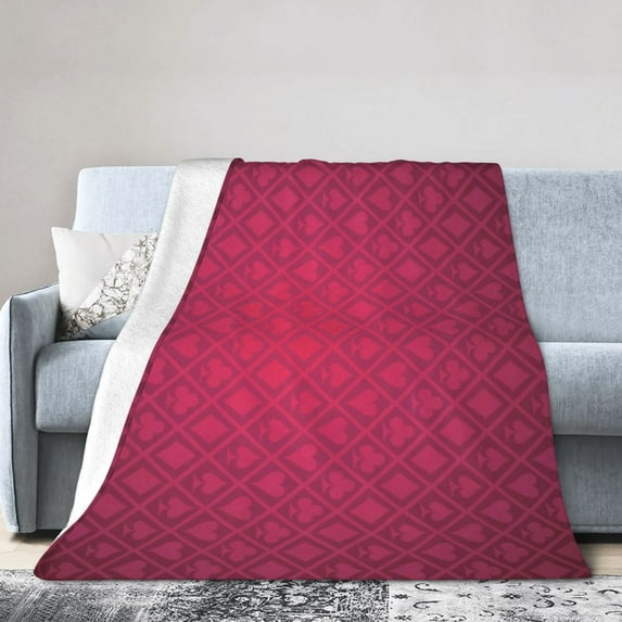 DouZhe Ultra-Soft Micro Fleece Lightweight Flannel Bed Blanket, Happiness Roulette Poker Print Cozy Warm Throw Blankets, 40"x30"
