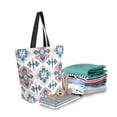thumbnail image 2 of FORMRS Womens Canvas Tote Bag with Zipper Inner Pocket Shoulder Handbag, Navy Blossom Mosaic, 2 of 7