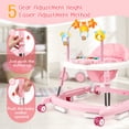 thumbnail image 4 of 5-in-1 Foldable Toddler Walker, Music & Light Toy with Adjustable Height, Universal Wheels & Bouncer, Portable Baby Walker for 6-18 Months Girls, Pink, 4 of 9