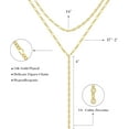 thumbnail image 5 of Gold Lariat Necklace for Women, Dainty 14K Gold Plated Y Shaped Cuban Chain Layered Long CZ Drop Pendant Choker Necklaces Fashion Jewelry Gifts, 5 of 14
