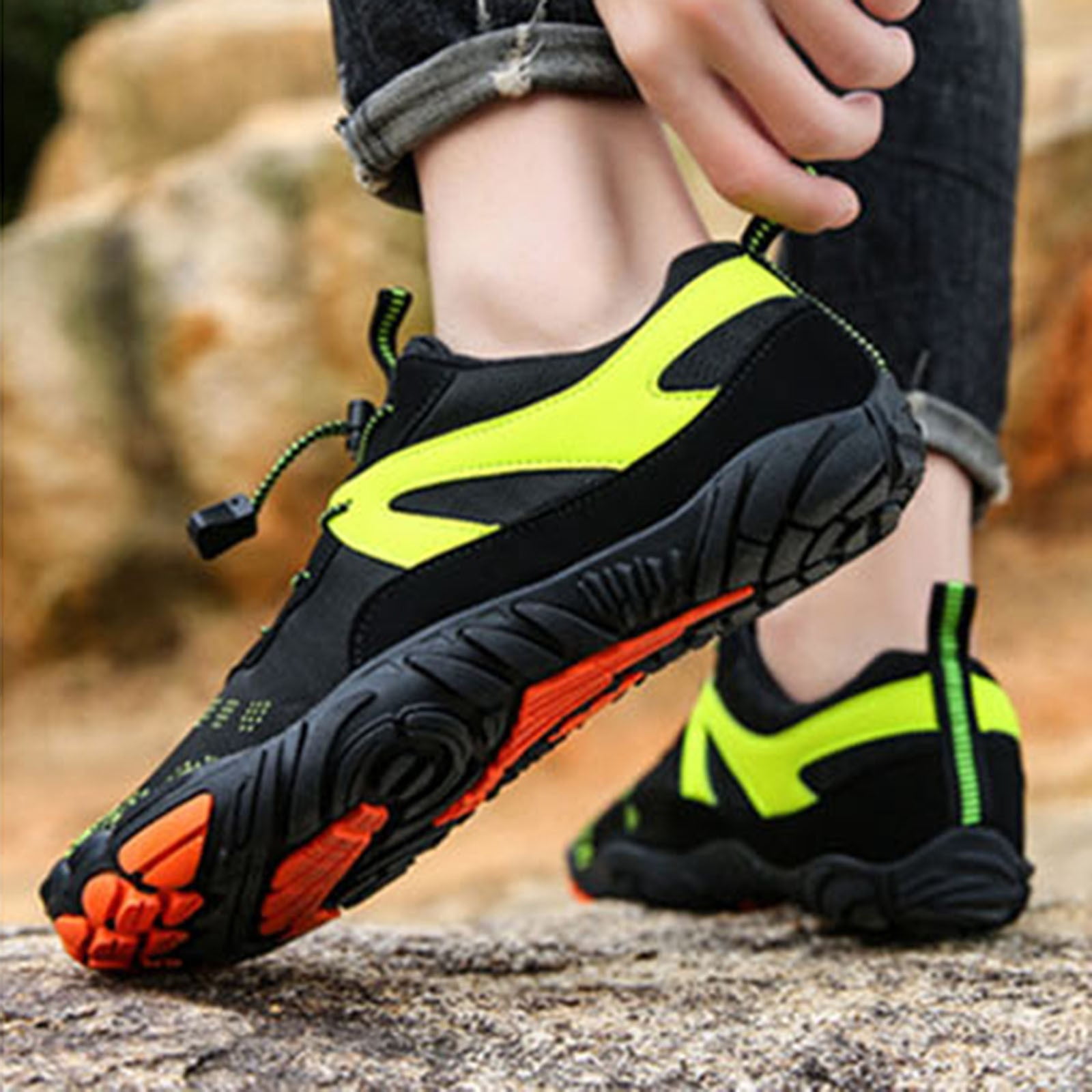 Womens Lightweight Breathable Quick Dry Water Hiking Shoes Non Slip Barefoot Trail Outdoor Athletic Sneakers Green,Size 8.5