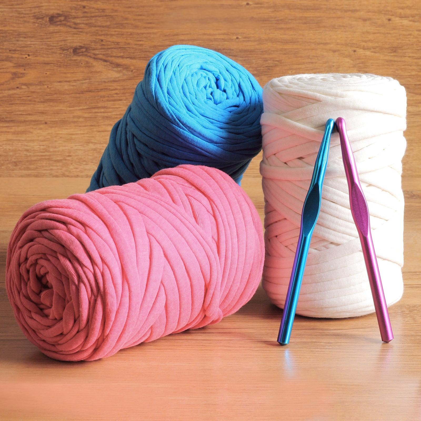 Uxcell T-Shirt Yarn for Crocheting with Hook, 800g/228 Yards Yarn(Sky Blue)