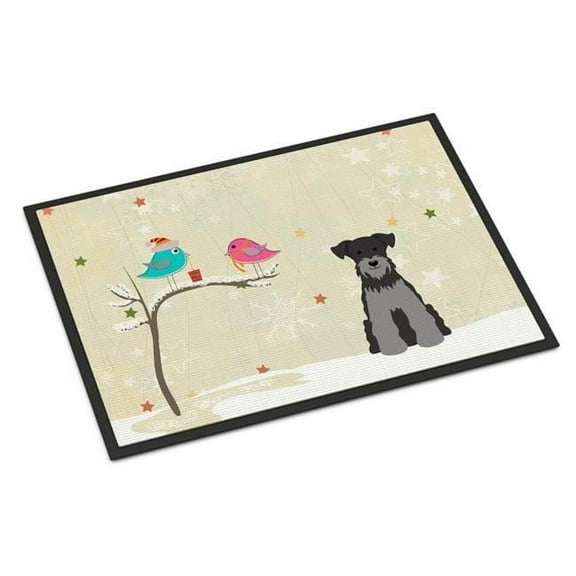 Carolines Treasures BB2524MAT Christmas Presents Between Friends Miniature Schanuzer Black Silver Indoor or Outdoor Mat, 18 x 0.25 x 27 in.