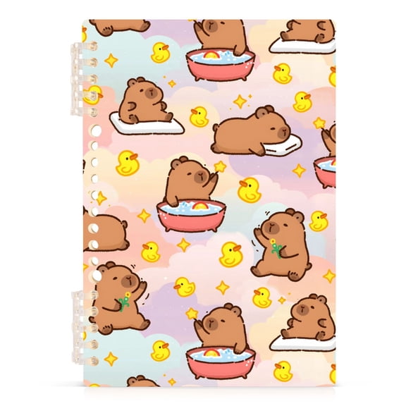 Spiral Journal Notebook Capybara Duck A5 Lined Hardcover PP Material with 60 Pages Paper College Ruled Notebook for Work Note Taking Writing 5.7x8.3 Inch