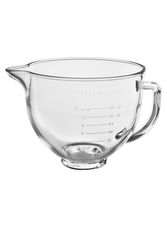 KitchenAid 5 Quart Tilt-Head Glass Bowl with Measurement Markings, Clear, KSM5NLGB
