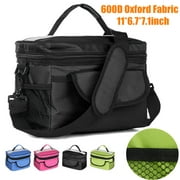 600D Oxford Fabric Waterproof Hot Cold Insulated Thermal Lunch Box Bag Container Cooler Tote Work School Travel Picnic Lunch Beach Camping Multiple Pockets Shoulder Strap 11x7x7 in