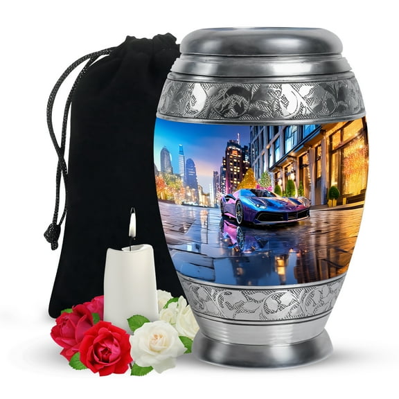 Yatskia Racing Car Memorial Urn for Adult Ashes Mother and Father, Large Cremation Urns for Human Ashes, (Monar Large, 10 Inch)