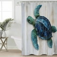 thumbnail image 2 of 72x78 Inch Shower Curtain Sea Turtle Bathroom Decor Waterproof Fabric Bathtub Bath Curtains Decorative Coastal Summer Beach Vintage Wooden Extra Long Shower Curtain Set with Hooks, 2 of 6