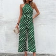 thumbnail image 3 of SELONE Jumpsuits for Women Dressy Casual Short Summer Suspender Bandage Long Pant Ladies Travel Comfortable 2023 Vacation Fancy Jumpsuits for Women Jumpers and Rompers Casual Wave Point Green S, 3 of 7