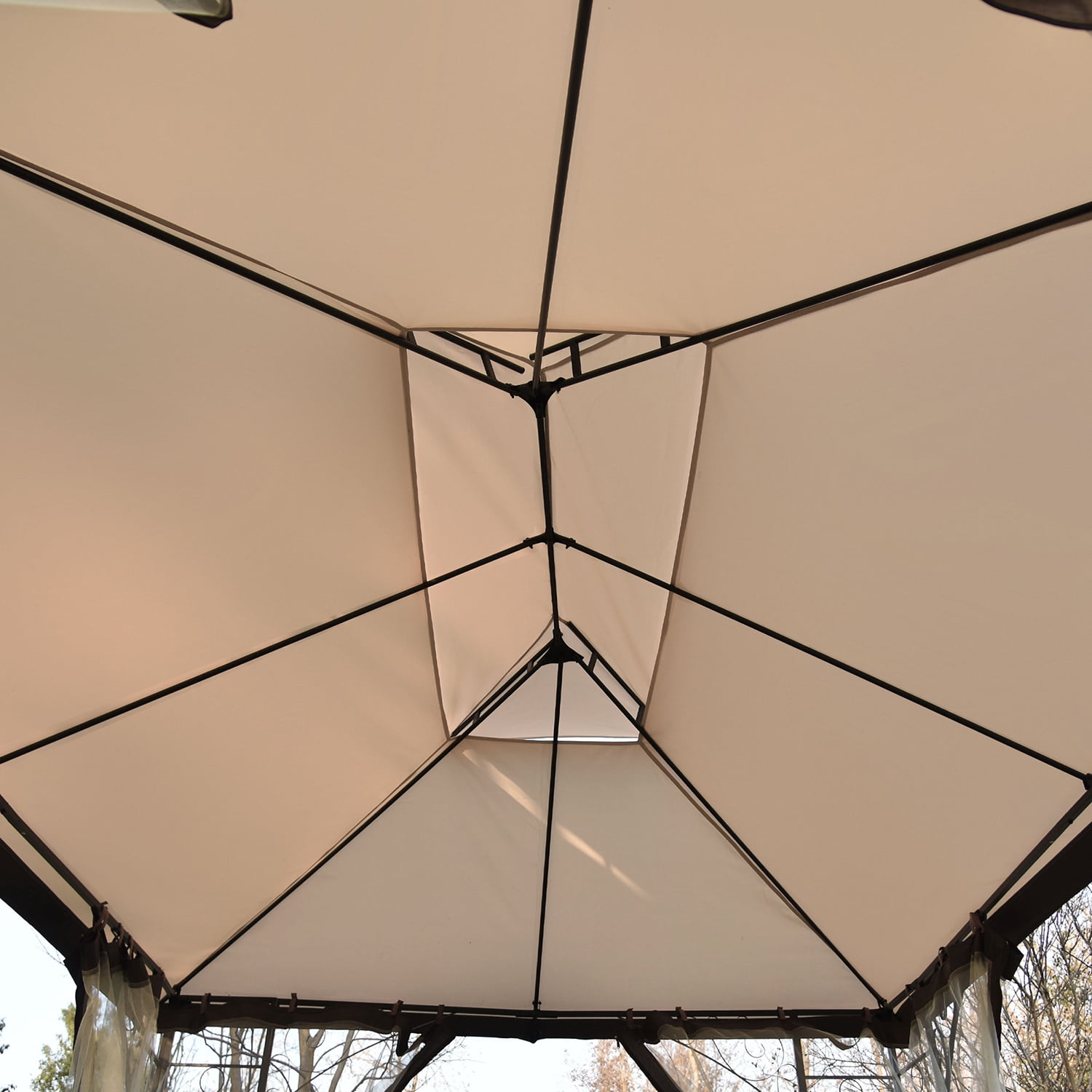 Kadyn 13 Ft Patio Outdoor Gazebo, Double Roof Soft Canopy Garden with Mosquito Netting Suitable for Backyard, khaki Kadyn 13 Ft Patio Outdoor Gazebo, Double Roof Soft Canopy Garden with Mosquito Netting Suitable for Backyard, khaki