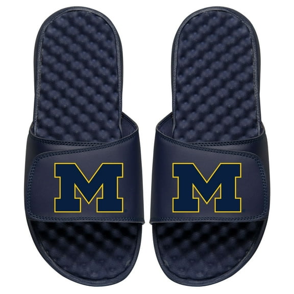 Youth ISlide Navy Michigan Wolverines Primary Logo Slide Sandals
