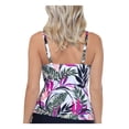 thumbnail image 2 of ISLAND ESCAPE Women's White Printed Tummy Control Removable Push Up Cups Twist Front Adjustable Aloha Palms Underwire Tankini Swimsuit Top 16, 2 of 2