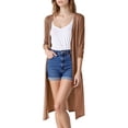 thumbnail image 3 of Women's Midi Length Cardigan, Ice Silk Blend Open Front Knit Cover Up, Lightweight and Breathable for Spring Summer Layering, Beach Cover Ups, and Casual Wear-Brown, 3 of 6