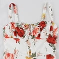 thumbnail image 3 of IBTOM CASTLE Women Floral Corset Dress Sleeveless Square Neck Spaghetti Straps Dress Boho Holiday Flowy Midi Bustier Sundress L White + Red Flower, 3 of 8