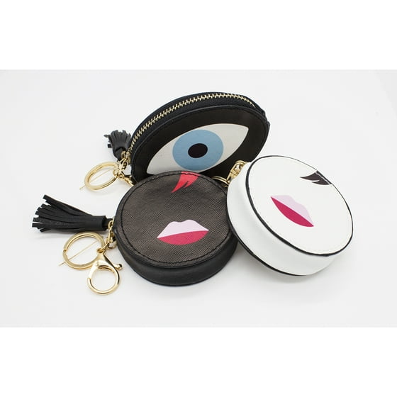 StylesILove - Unicorn Mini Coin Purse Zipper Bag Keychain Cute Wallet Pouch (Red Lip Black ...