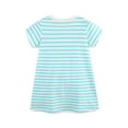 thumbnail image 3 of Emy Dola Little Girl's Summer Dresses Cotton Short Sleeve A-Line Striped Jersey Dress With Cute 3D Cat Pocket Toddler Midi Casual Sundress, 3 of 7