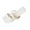 Slipper - White, variant on Womens Slide Sandals Elegant Square Open Toe Slip On Flats Chic Cutout Straps with Unique Metallic Insect Hardware Accent Dressy Evening Party Shoes Summer Footwear