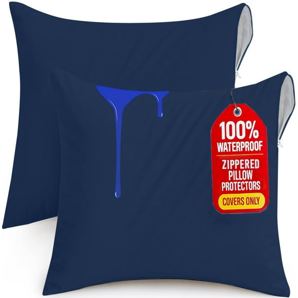 Protector de almohada Utopia Bedding impermeable con cierre de 66 x 66 cm, paquete de 2