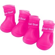 Puppy Boots Shoes Snowproof Water Shoes Winter Rainproof Pet Dog Proof Pet Supplies Dog Wheelchair Accessories (Pink, M)