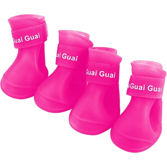 Puppy Boots Shoes Snowproof Water Shoes Winter Rainproof Pet Dog Proof Pet Supplies Dog Wheelchair Accessories (Pink, S)