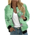thumbnail image 2 of Feancey Sales Today Womens Fashion Bomber Jackets Floral Print Casual Flight Jackets Teen Girls Fall Lightweight Zip Up Long Sleeve Varsity Jacket Outwear Multicolor XL, 2 of 5