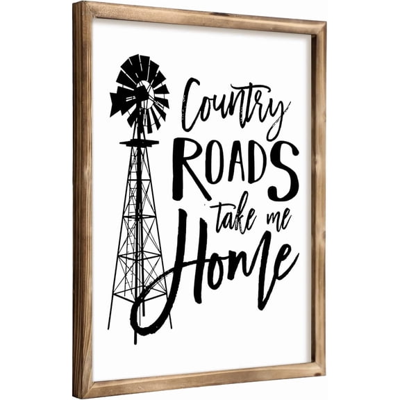 MODE HOME Country Roads Take Me Home Sign - Rustic Wooden Wall Art with Metal Hook, Farmhouse Family Sign Wall Decor for Living Room, Country MODE HOMEMusic Lyric Home Decor 14x11 Inch