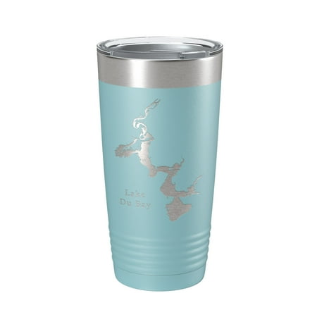 

Lake Du Bay Map Tumbler Travel Mug Insulated Laser Engraved Coffee Cup Wisconsin 20 oz Light Blue