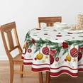 thumbnail image 2 of Christmas Tablecloth 70×70 Inch Round, Christmas Ball Ornaments Pine Stars Washable Table Cover for Party Picnic Dinner Decor, 2 of 6