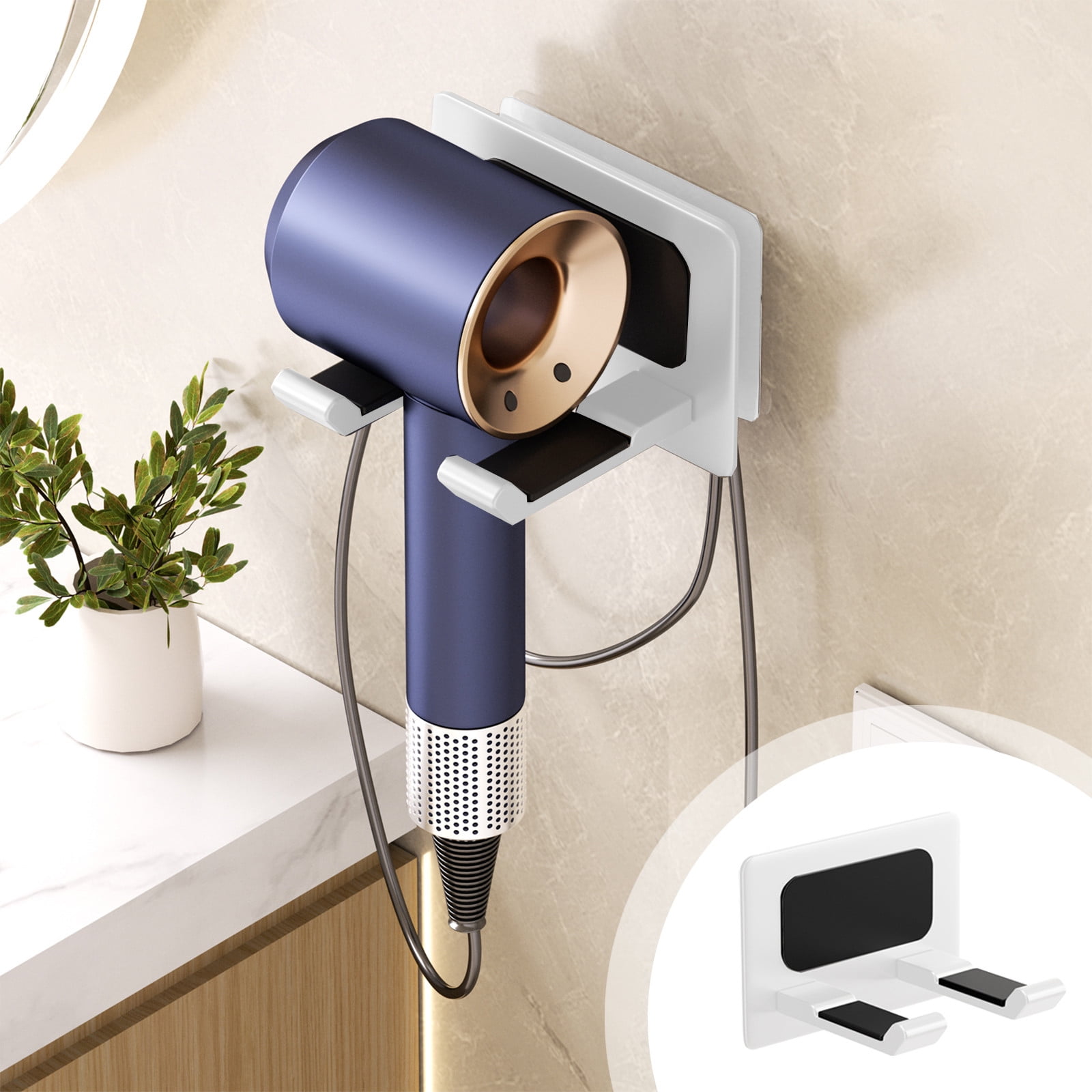 Hair Dryer Holder Wall Mount Curling Iron Holder Blow Dryer Holder for The Bathroom Hair Dryer Holder Wall Mounted Self Adhesive Hair Dryer Organizer