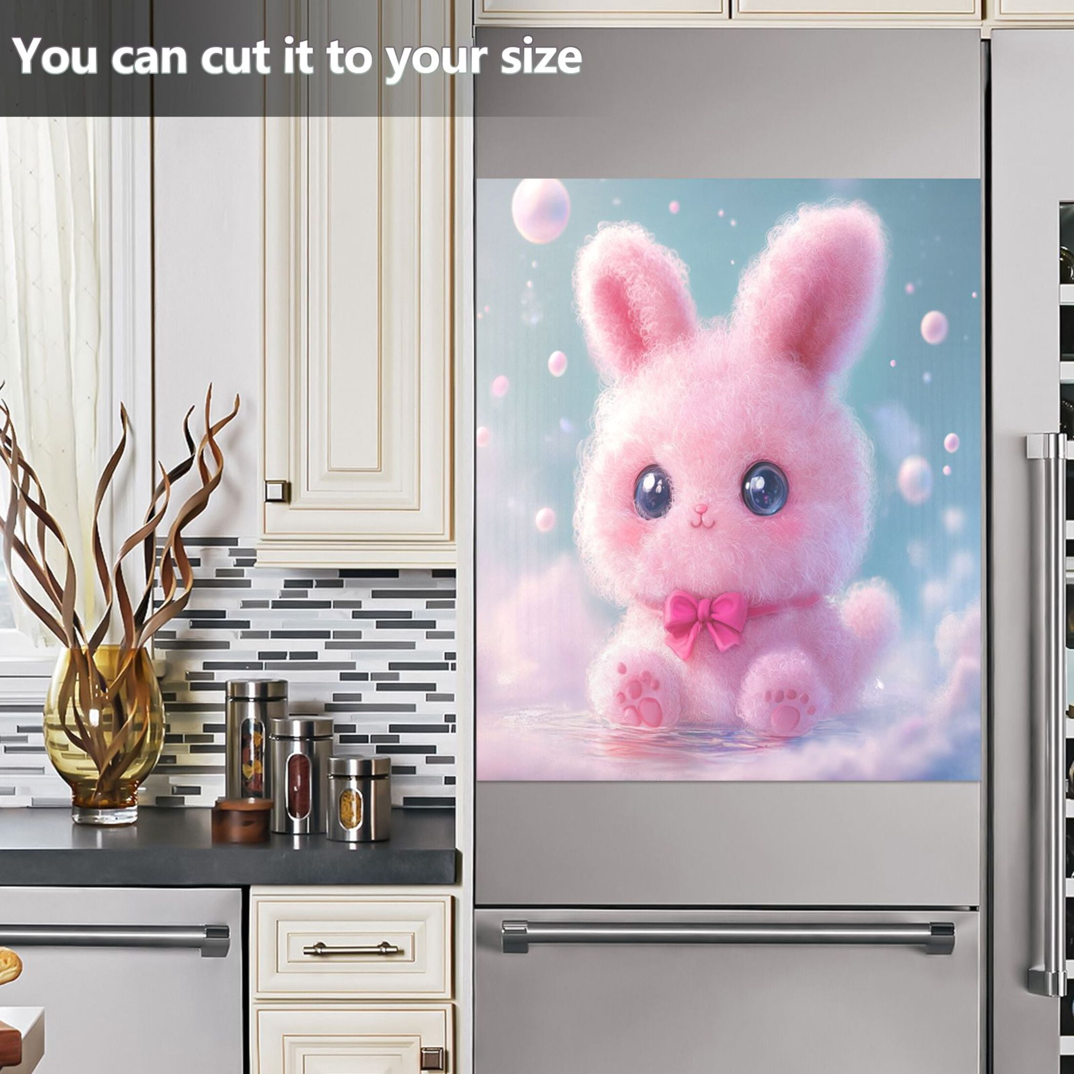 Dishwasher Magnetic Sticker 23x26 Inch Refrigerator Magnetic Sticker Washing Machine Magnetic Sticker Kitchen Panel Magnetic Sticker Home Decor Super Beautiful Pink Bunny