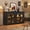 Black-4 Arched Glass Doors, variant on ChVans 63'' Farmhouse Sideboard Buffet Cabinet with LED Lights, Arched Glass Doors, Storage Credenza with Adjustable Tempered Glass Shelves, Accent Console Table for Kitchen, Living Room, Hallway