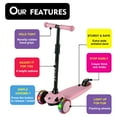 thumbnail image 5 of PRINIC 3 wheel kick scooter for kids and toddler 3-5 year old age, boys & girls, adjustable height, lean to steer, light up flashing wheels, wide deck, Pink, 5 of 6