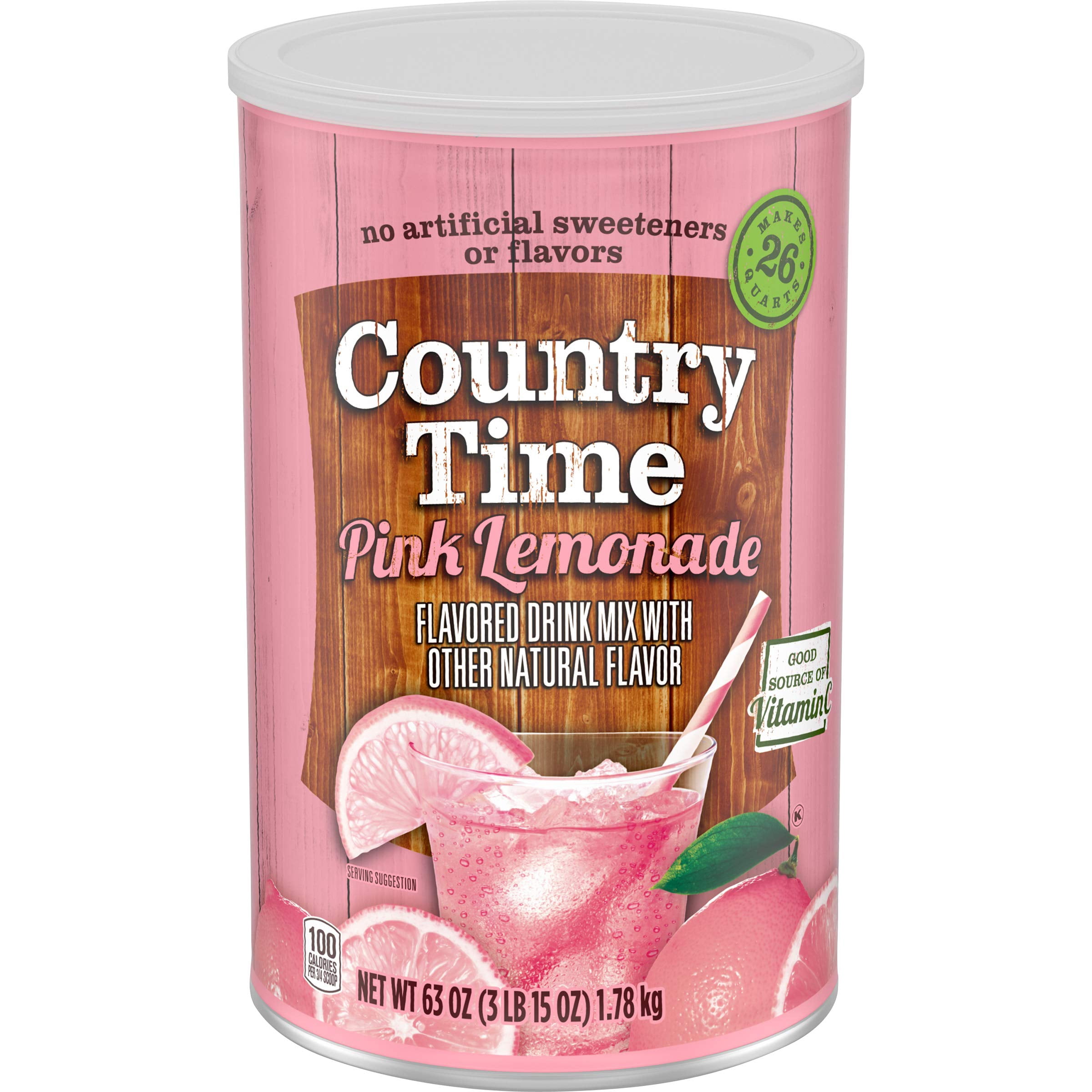 Country Time Pink Lemonade Naturally Flavored Powdered Drink Mix 63 Oz Canisters (Pack Of 2)