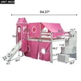 thumbnail image 4 of Aukfa Full Size Loft Bed with Slide - Princess Castle Bed with Stairway Tent Tower for Kids Girls - Pink, 4 of 8
