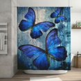thumbnail image 5 of Blue Butterfly Shower Curtain Vintage Butterfly Bathroom Shower Curtains Farmhouse Butterfly Bathroom Decor Shower Curtains Fabric Polyester Waterproof with Plastic Hooks 72" X 72", 5 of 6
