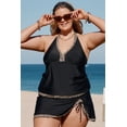 thumbnail image 4 of POGLIP Tankini Noir à Col Licou en V pour Femme Grande Taille avec Garniture Léopard, 4 of 6